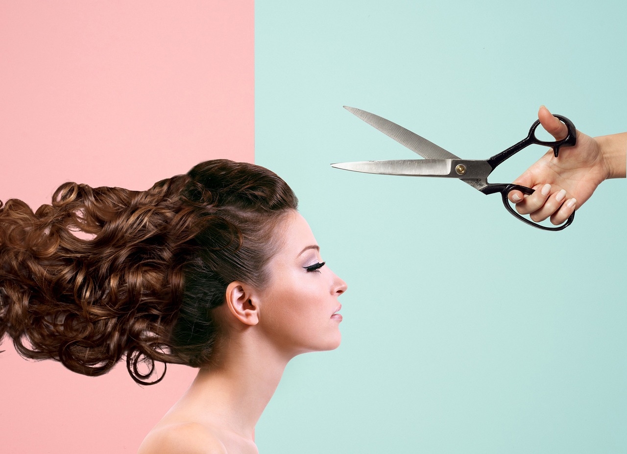 women with scissors
